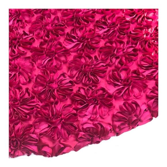 CHRISTMAS TREE SKIRT Burgundy Rose Floral Covered Tree Skirt White Faux Fur Edge - Picture 12 of 12